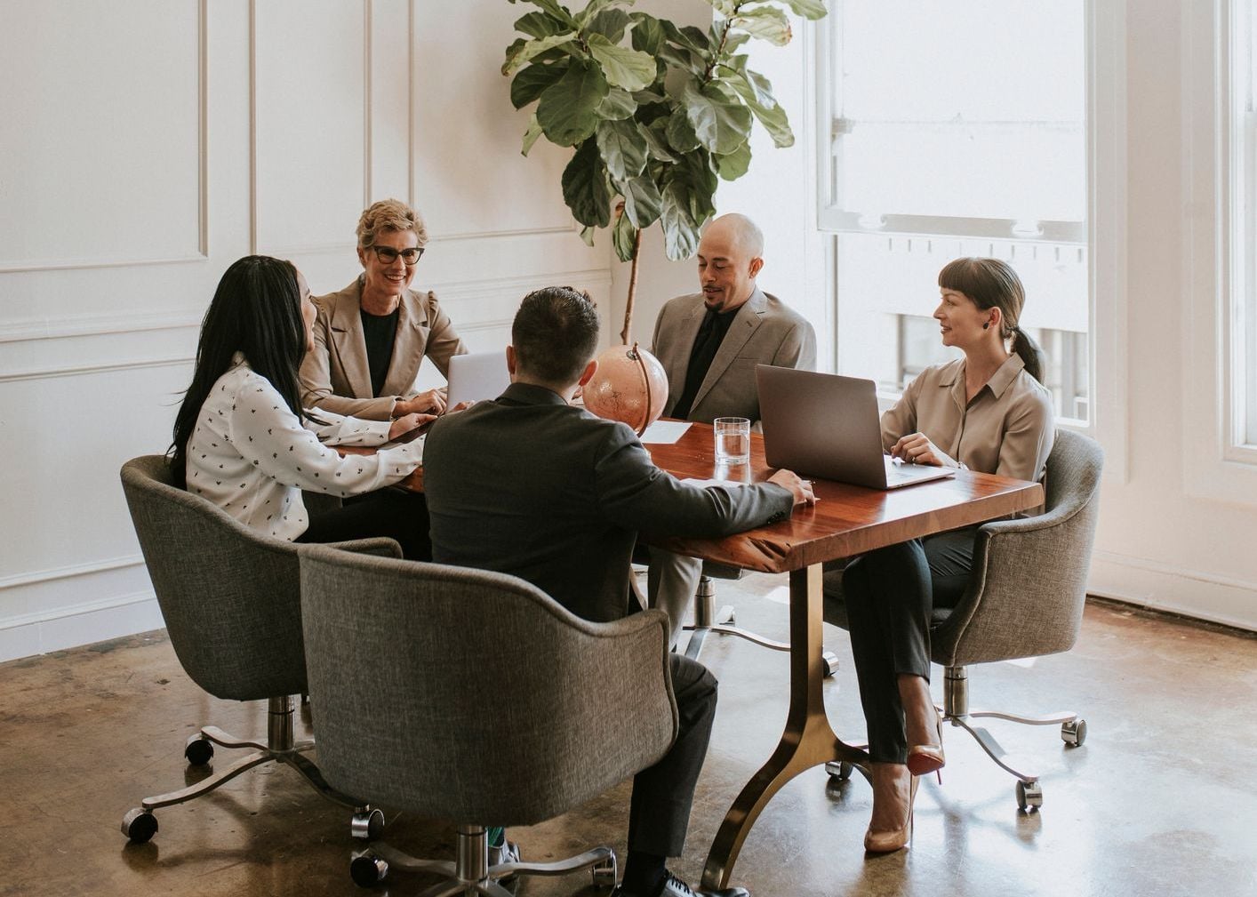 Happy business people in a meeting